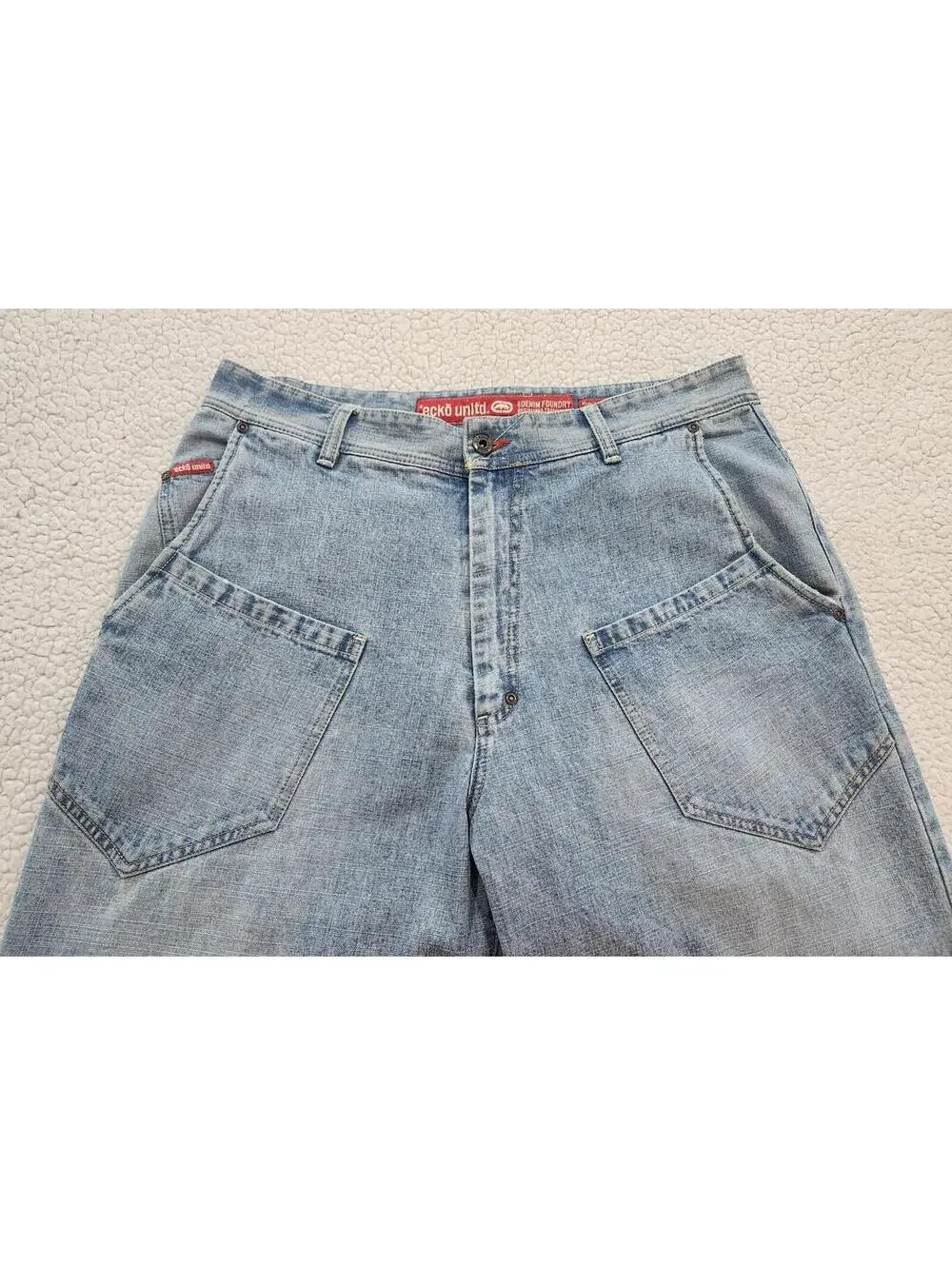Vintage Ecko Unltd Jeans 40x32 Light Wash Baggy Y2K Raw Denim Skater Cotton RARE